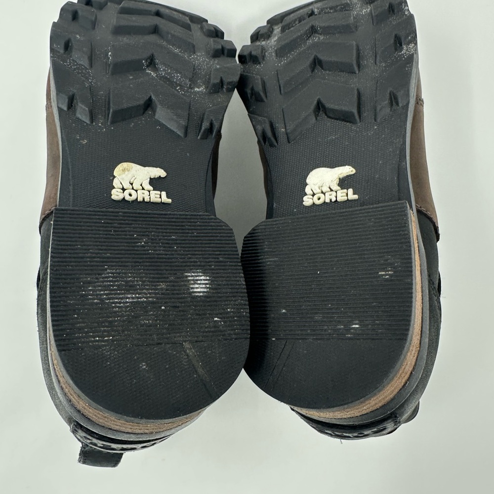 Sorel Womens Size 7 .5 Emelie Chelsea Boots Quarry Black Leather Waterproof Shoe - Picture 6 of 12